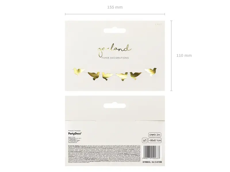 Гирлянда PartyDeco Doves, золотая, 112 см Photo 8