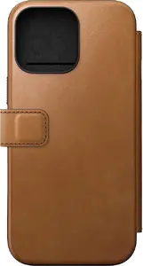 Nomad Modern Leather Folio Case for iPhone 16 Pro, English Tan