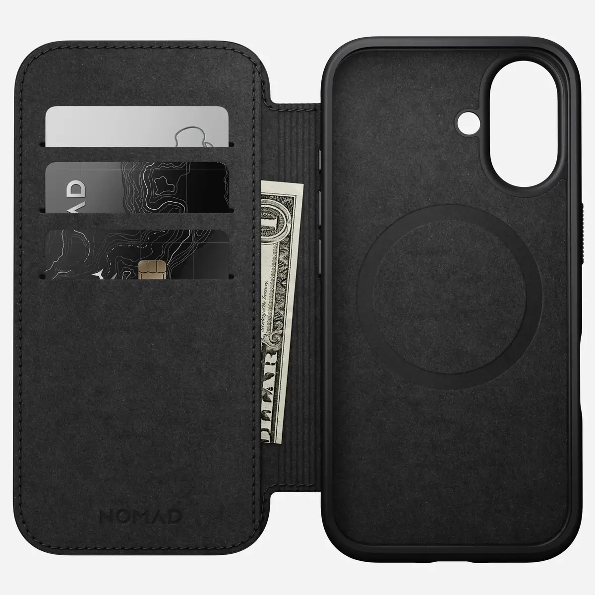 Nomad Modern Leather Folio Case for iPhone 16 - Brown Photo 2