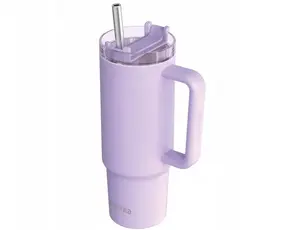 Quokka Stream nerūsējošā tērauda termokrūze 950 ml ar salmiņu, violeta