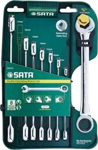 Sata GL08007A Combination Ratcheting Wrench Set, 8 Pieces