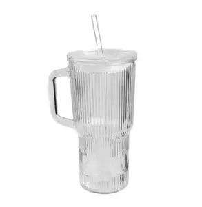 Homla BERE Ribbed Glass with Glass Straw 1L