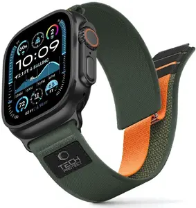Ремешок Tech-Protect Nylon Elite для Apple Watch 44мм, 45мм, 46мм, 49мм, зелено-оранжевый