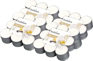 Bolsius True Scents Vanilla Scented Tea Lights, 4-Hour Burn Time, 72-Piece Pack