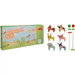 Free and Easy Wooden Cricket Set with Animal Characters