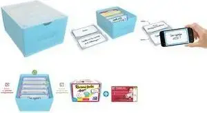 Oxford Flashbox mācību karšu komplekts, pasteļzils, PP plastmasas kaste, 5 dalītāji