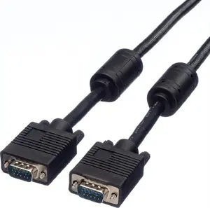Secomp SVGA kabelis HD15 vīrietis-vīrietis ar ferīta serdi, 10 m, melns