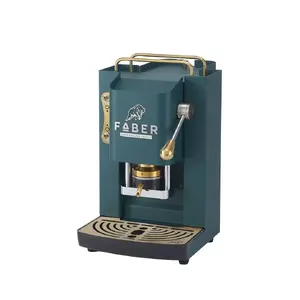 FABER Pro Deluxe Coffee Machine, British Green and Brass