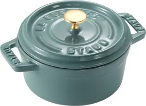 Staub Mini Cocotte Round Cast Iron Pot, 250 ml, Eucalyptus