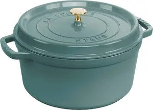Staub La Cocotte Round Cast Iron Dutch Oven, 2.2 Liters, Eucalyptus