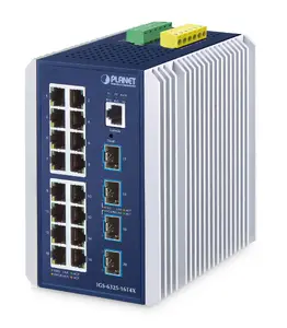 PLANET IP30 Industrial L3 Managed Gigabit Ethernet Switch, 16 Ports, 4 SFP+ Slots