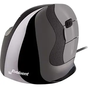 Evoluent VerticalMouse D Medium Ergonomic Office Mouse, Laser, USB Type-A, Right-Handed, Black/Grey