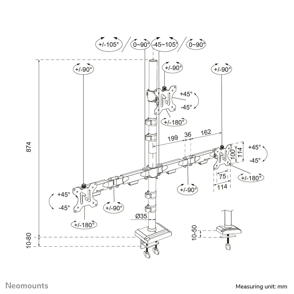 Neomounts DS60-600BL2-1 Triple Monitor Arm Photo 16