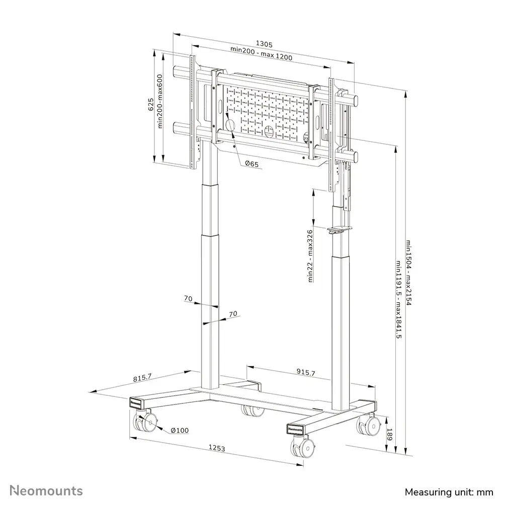 Neomounts FL55-975BL1 Motorised TV Trolley 75-115" Photo 20
