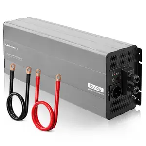 Qoltec Pure Sine Wave Power Inverter 24V to 230V, 5000W/10000W, LCD, USB, LiFePO4/GEL/AGM Compatible