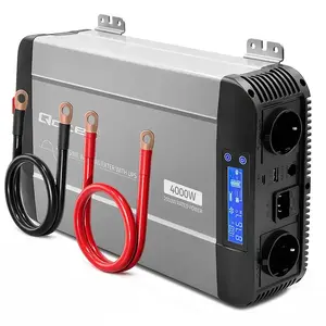 Qoltec Pure Sine Wave sprieguma pārveidotājs 12V uz 230V, 2000/4000W, UPS Bypass, LCD, USB, USB-C, saderīgs ar LiFePO4/GEL/AGM