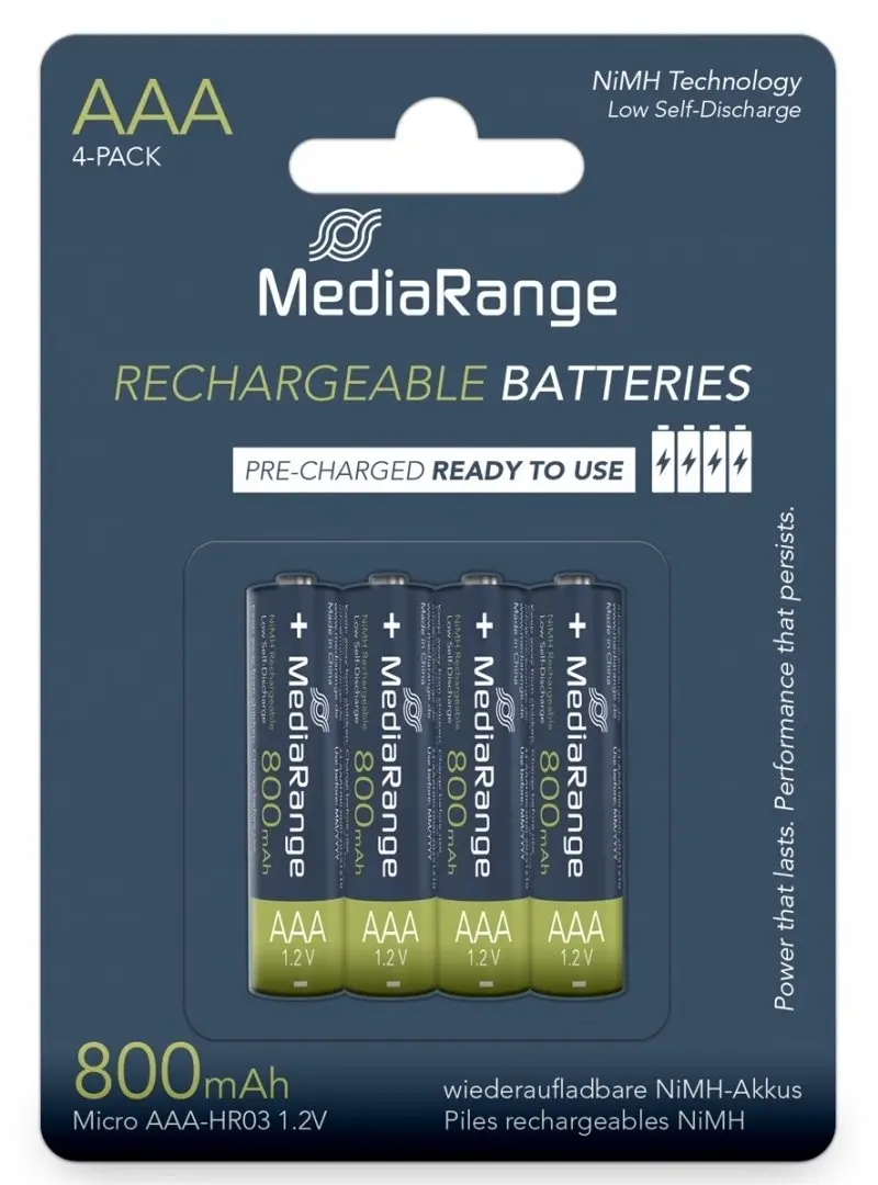 MediaRange AAA uzlādējamās baterijas, NiMH, 800mAh
