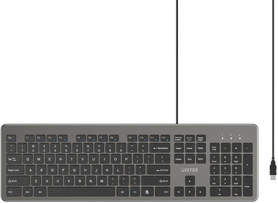 Unitek SlimTap vadu biroja tastatūra, USB-A