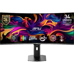 MSI MPG 341CQRDE QD-OLED X36 34 collu izliekts spēļu monitors, 3440 x 1440, 360Hz, 0.03ms
