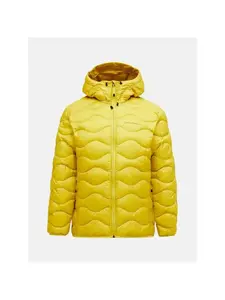 Мужская пуховая куртка Peak Performance Helium Down Hood Jacket желтого цвета