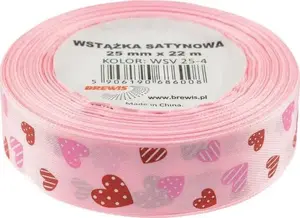 BREWIS Satin Ribbon with Hearts Pattern, 25mm Width, Color 4