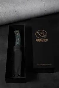 MK Knives & Tools Casstrom No.10 SFK Fixed Blade Knife, Sleipner Steel, Green Micarta Handle, Kydex Sheath
