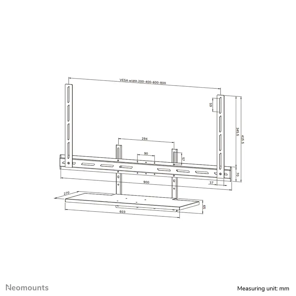 Neomounts AV40-500BL tastatūras plaukts 43-110 collu displejiem Photo 16