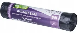 Kuchcik DONAU EXPERT Waste Bags, 60L, LDPE, with Drawstring, Black, 10 Pieces