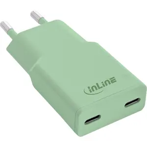InLine 31590G USB-C GaN Charger, 30W, Dual USB-C, PD/PPS, Matcha Latte
