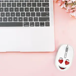 INCA Weeny IWM-245RB Wireless Optical Mouse, 1200 DPI, 3 Buttons, 2.4GHz USB-A Receiver, Emoji White