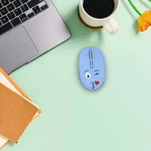 INCA Weeny Wireless Mouse, 1200 DPI, 3 Buttons, 2.4GHz USB-A Receiver, Emoji Blue