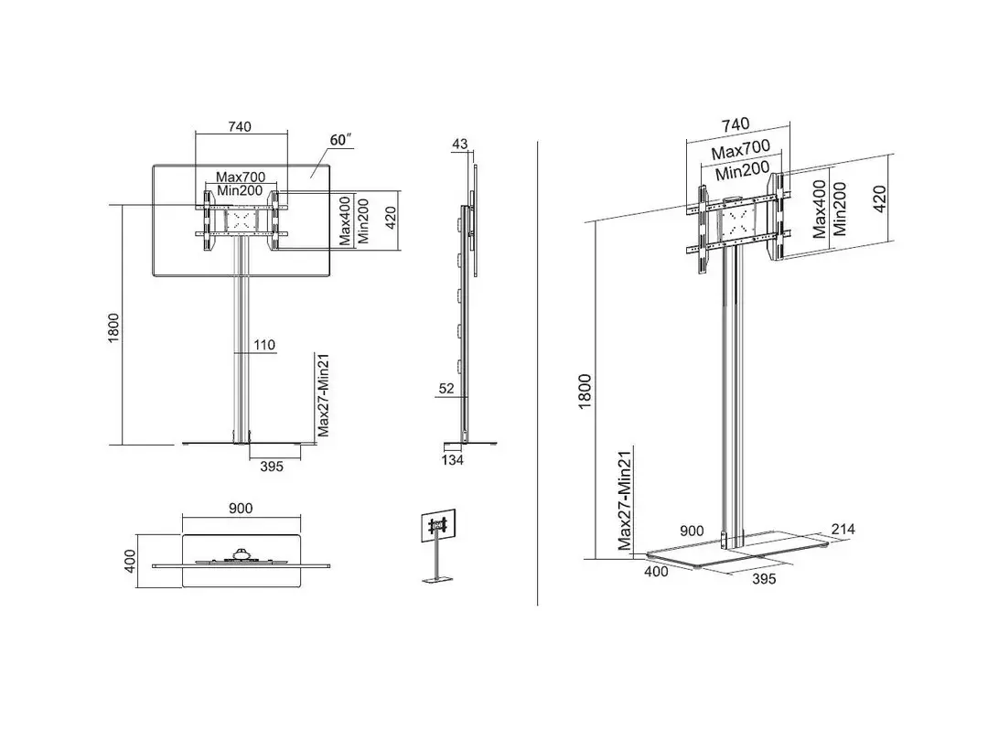 Multibrackets M 180 Single Black displeja statīvs Photo 19