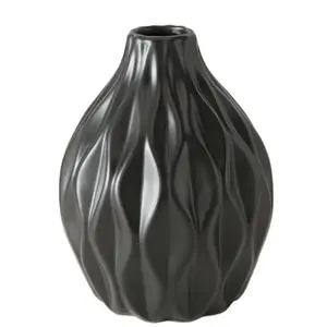 Boltze Zalina Porcelain Vase, 16 cm, Black