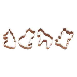 Lurch Cookie Cutter Set, 4-Piece Animal Shapes, Stainless Steel with Silicone Edge, Gold