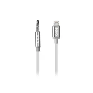 SBS Mobile TEADAPTIPJACK35W Audio Adapter Cable, 3.5mm to Lightning, 1 m, White