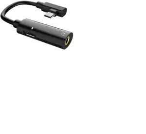 LogiLink Riff Audio Adapter USB-C to 3.5mm Jack with USB-C Charging Port Black