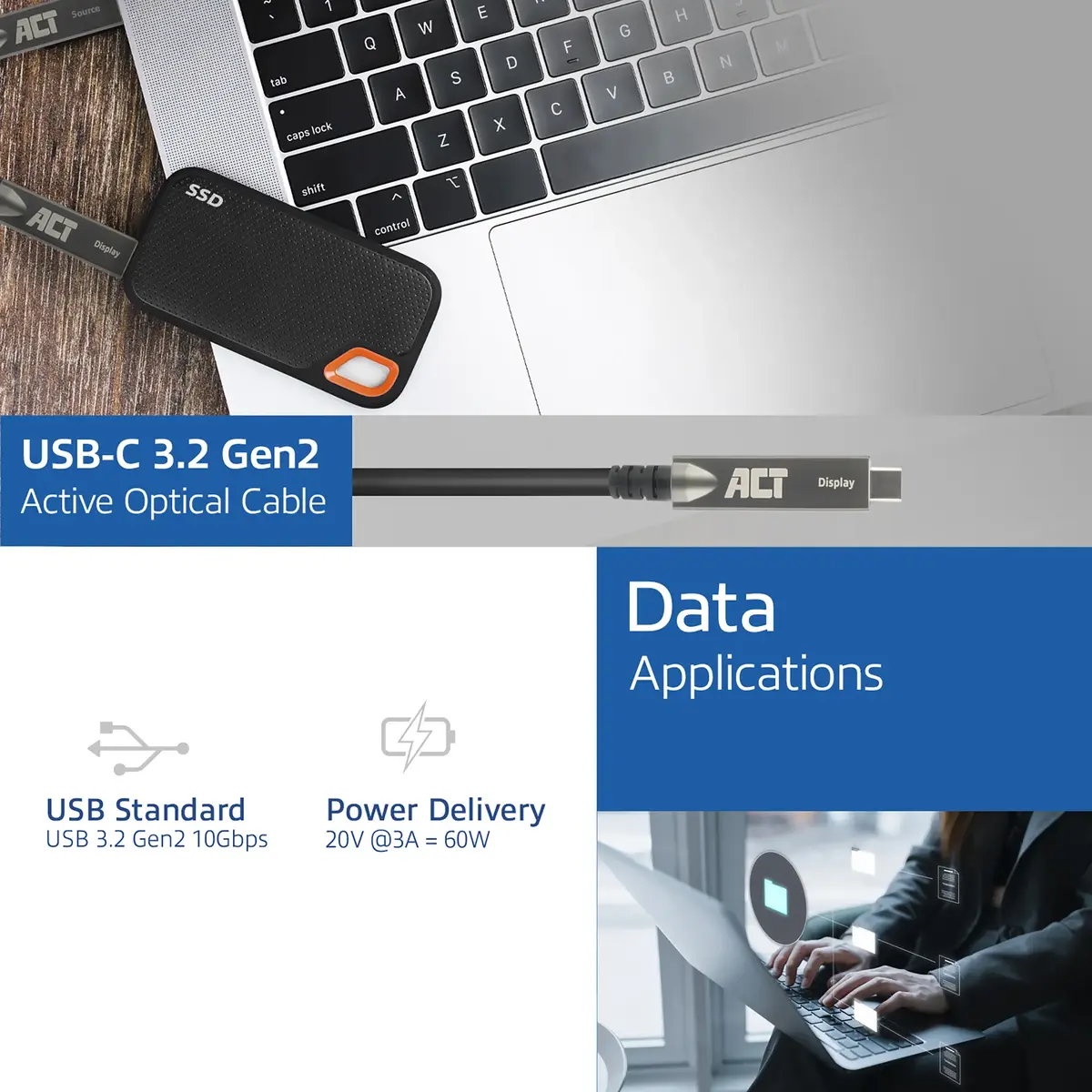 Активный оптический кабель ACT USB-C 3.2 Gen2 3 м Photo 4