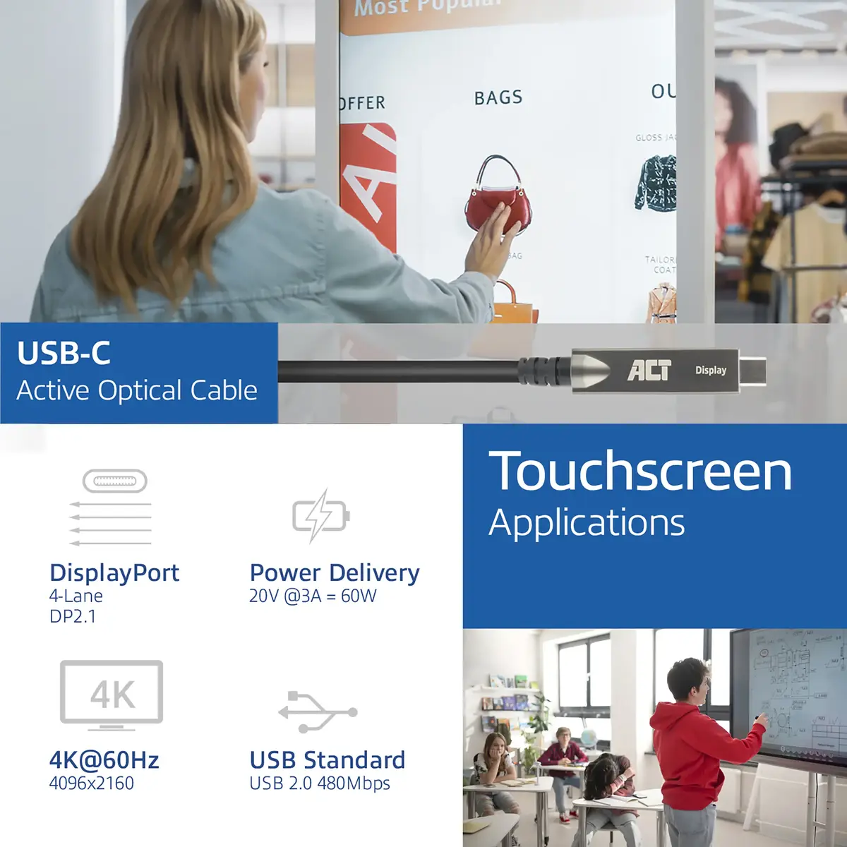 Активный оптический кабель ACT USB-C 3.2 Gen2 7.5 м Photo 2