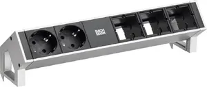 Сетевой блок Bachmann DESK2, 2 розетки CEE 7/3 и 3 модуля, цвет нержавеющая сталь