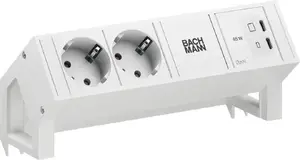 Сетевой фильтр Bachmann DESK2, 2 розетки CEE 7/3, 1 порт USB-C 45 Вт, цвет RAL9010 Pure White
