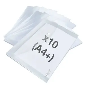 Папка-конверт Rapesco ECO Recycled A4+ на кнопке, прозрачная, 10 штук