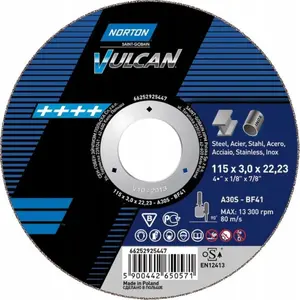 Отрезной диск Norton Clipper Vulcan тип 41 115x3,0x22,2 мм A 30 S
