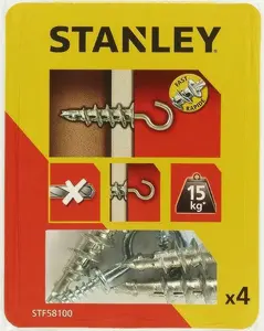 Stanley Fatmax Self-Drilling Metal Wall Anchors with Hooks 39mm 4-Pack