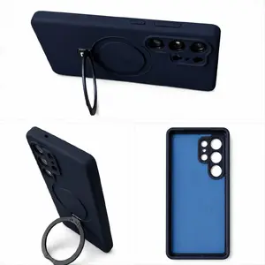 Evelatus Back Cover for Samsung Galaxy S25 Ultra with Stand and MagSafe, Soft Touch Silicone, Dark Blue