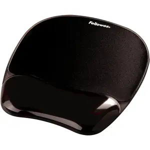 Fellowes Crystals Gel Mouse Pad with Wrist Support and Non-Slip Base, Black