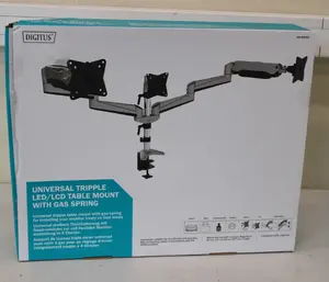 DIGITUS DA-90363 Triple Monitor Desk Mount, Gas Spring, 15-27 inch, 3x6 kg, VESA 75x75/100x100, Silver