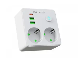 Сетевой фильтр BLOW R-20 PRx2 с 2x USB-A и 1x USB-C портами, белый