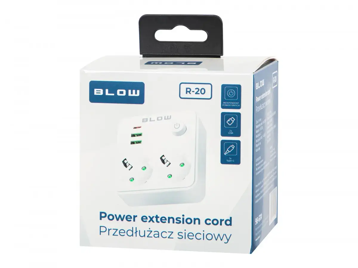 BLOW R-20 PRx2 pagarinātājs ar USB pieslēgvietām Photo 4