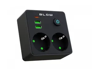 Сетевой фильтр BLOW R-20 PRx2 с 2x USB-A и 1x USB-C портами, черный