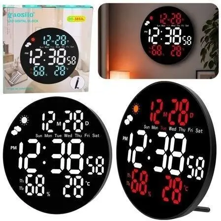 LEANToys digitālais LED sienas pulkstenis ar